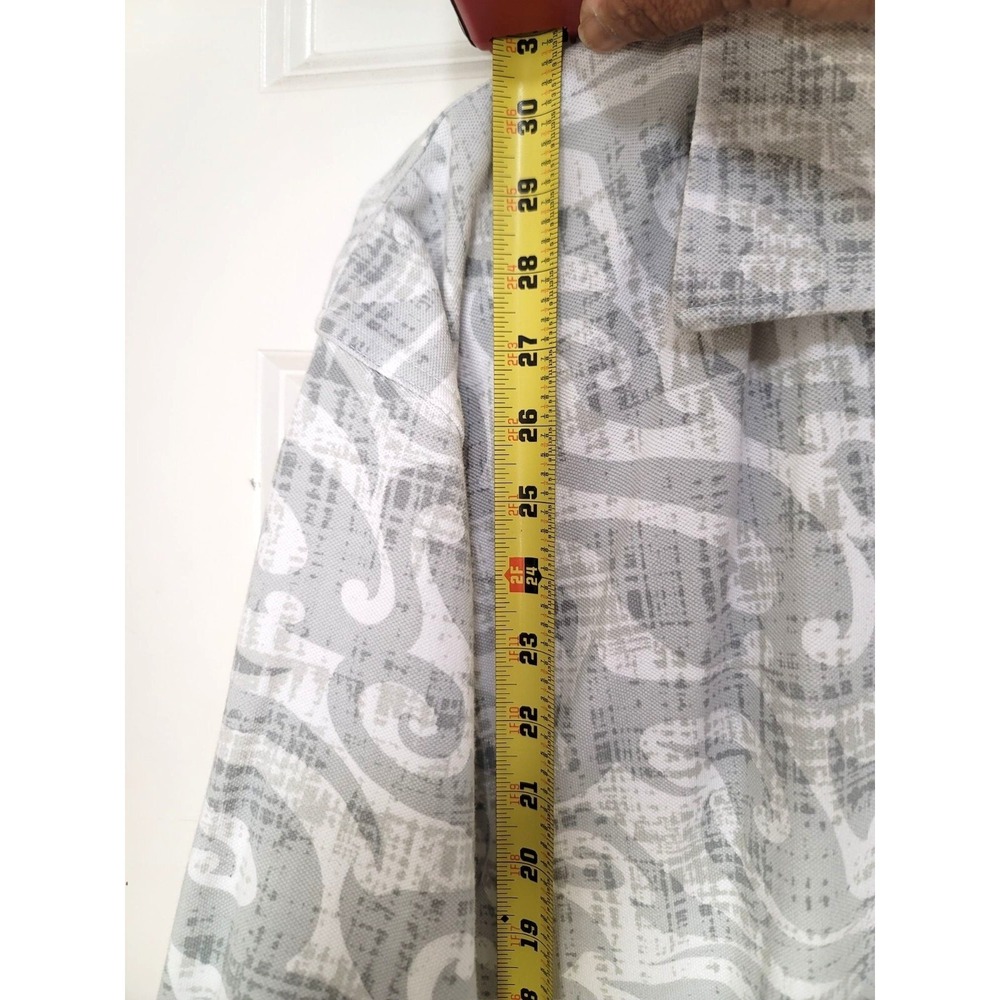 Crazy Shirts Men's Hawaiian Polo Tribal Wave Shirt Size XL Gray & White Abstract - Picture 7 of 9
